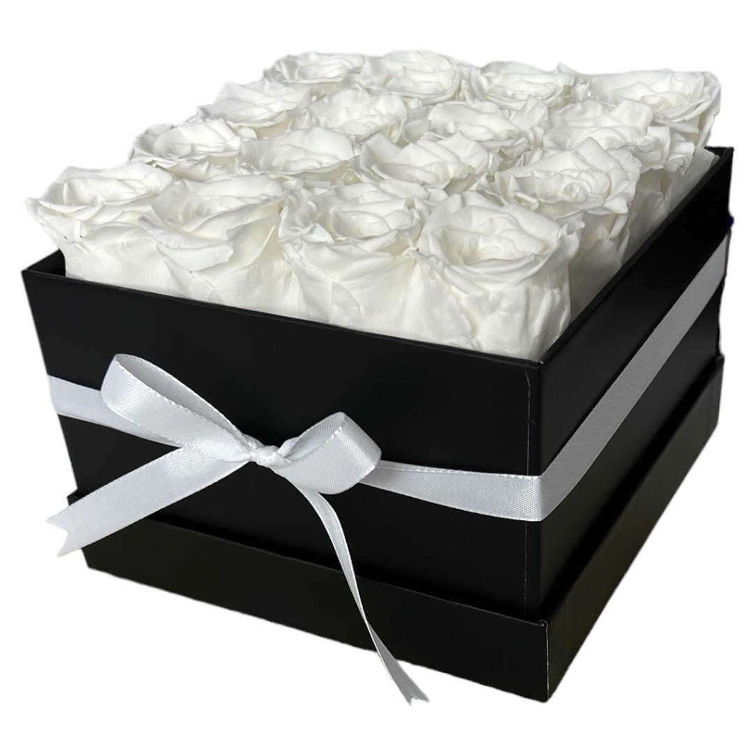 Eckig Box| Schwarz | L | Rosen Weiss